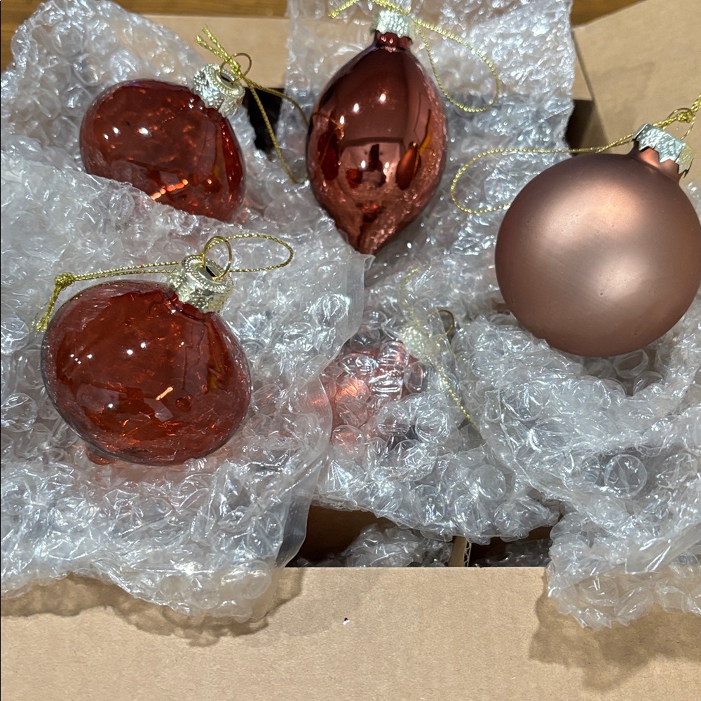 12 piece Brown Bronze Copper Glass Christmas Ball Ornaments Set
